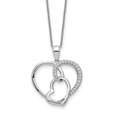 Sentimental Expressions Silver Rhodium-plated CZ Together In Love 18in Necklace