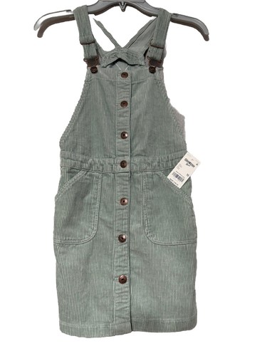 Oshkosh Girls Size 10 Corduroy Sage Olive Green Jumper Dress New $38 - Picture 2 of 8