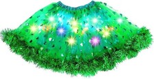 Zoestar Light Up St. Patrick's Day Tutu Skirt Green Shamrock Tulle Skirt...