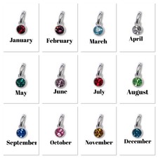 Birthstone charm Sterling Silver 925 4mm bracelet necklace pendant