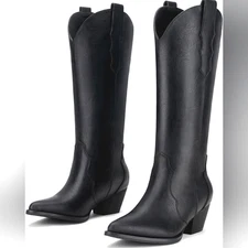 (RBC118)  Rollda Cowboy Western Boots with Chunky Heel Sz 11