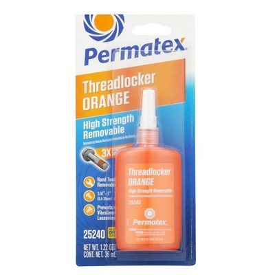 Permatex 25240 High Strength Removable Threadlocker Orange Liquid, 36 ml 36 