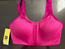 NWT All in Motion High Support Sculpt Zip Front Sports Bra Vibrant Pink 34C