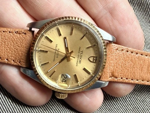 1960s Rolex Tudor Prince Oysterdate 14K Solid Gold Bezel Automatic Two Tone RUNS
