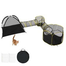 5 in 1 Portable Cat Play Tent with Tunnels and Cat Houses for Indoor Outdoor
