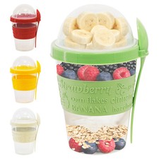 Breakfast Pot with Lid Spoon Yoghurt Porridge Overnight Oats BPA Free Container