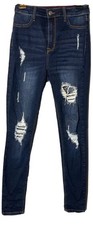 cello skinny jeans 7 distressed high waisted Blue Dark Wash Juniors