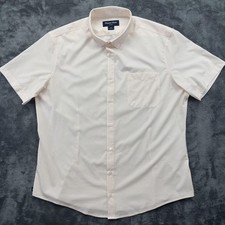 Mizzen Main Leeward Shirt Mens XL Beige Geometric Trim Fit Short Sleeve Stretch