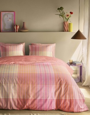 Oilily Satin Bettwäsche 155x220 Solin multi Karo kariert Wende Sommer pink orang