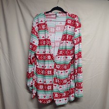 Fashion Nova Christmas Print PJ Long Shirt With Button Front Size 2x