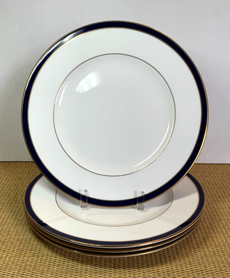 Lenox Bone China FEDERAL COBALT Dinner Plates Gold Trim 10-7/8'' Set 4 NEW