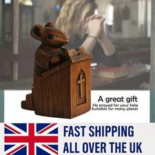 Church Mouse Vicar Pulpit Ornament Hand Made Carving unique Bible Cathedral Gift