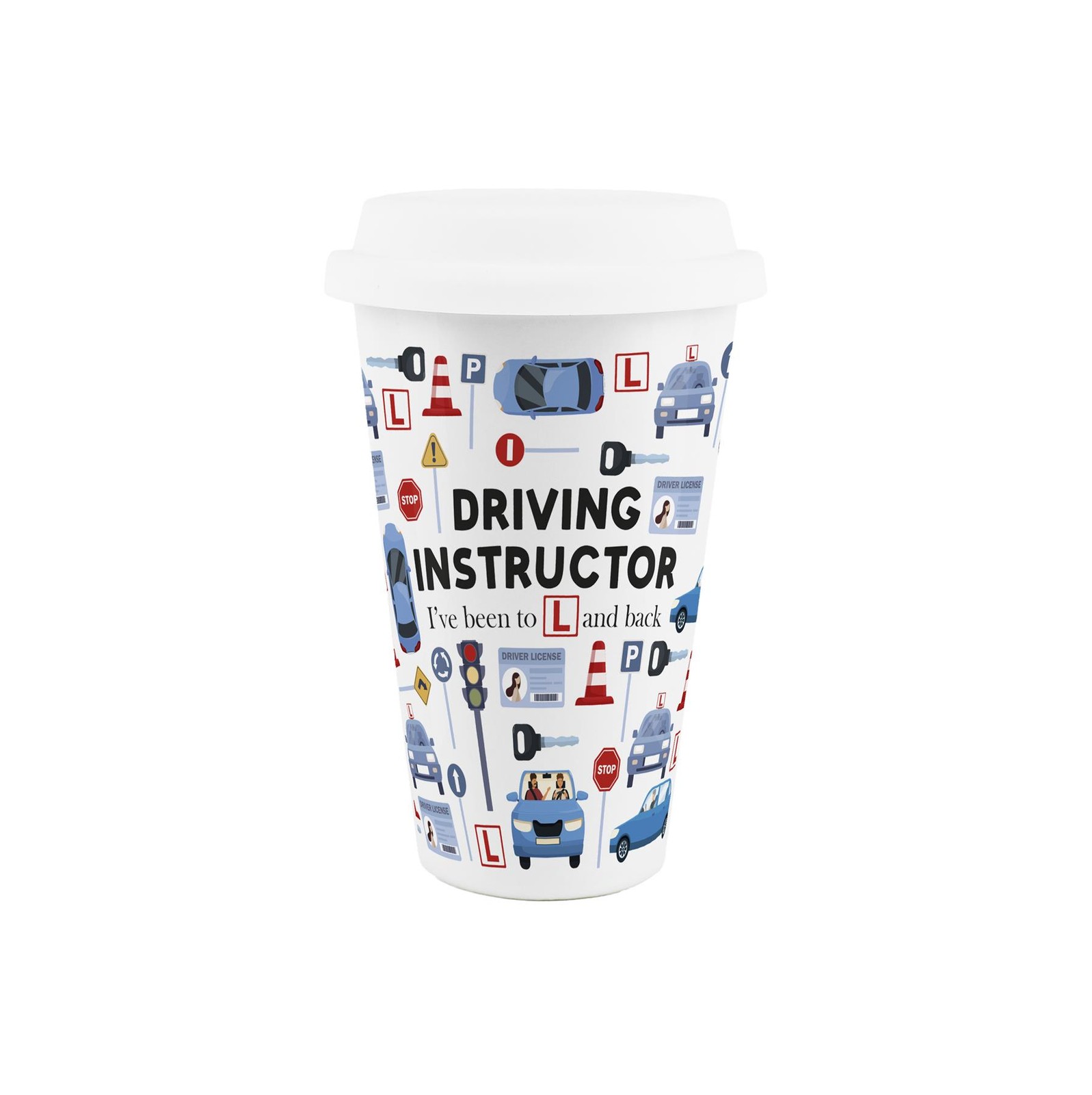 Driving Instructor Ceramic Travel Mug - Novelty Trades Reusable Drinks Cup Gift