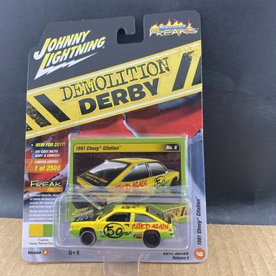Johnny Lightning Demolition Derby 1981 Chevy Citation #6 1:64, COMB SHIP $1