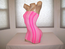 New Stripper Exotic Dancer Neon Pink Stripes Mini Tube Dress S/M Stripperwear