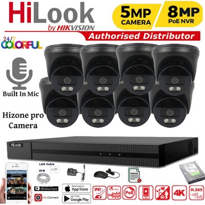 HIKVISION 4K CCTV SYSTEM IP POE 8MP NVR 5MP AUDIO MIKROFON 24/7 COLORVU SICHERHEITSSET