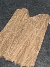 Fredericks of Hollywood Nude Lace Rhinestone Corset Medium Garters