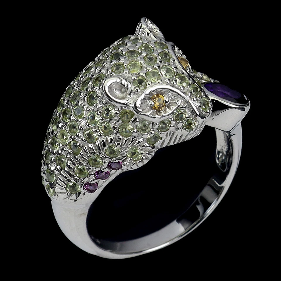 925 Sterlingsilber Ring Oval Amethyst Saphir Edelstein Schmuck Größe 8.5 - Bild 2 von 4