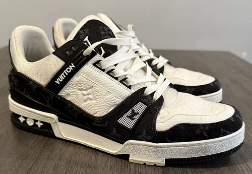 Louis Vuitton LV Trainer Sneaker Size 11.5 US Black White Monogram A9JGI