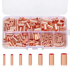 250Pcs Wire Ferrules Kit 7 Size Copper Crimp Connector Non Insulated 