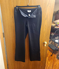 ELLE Women s Black Check Dress Pants Straight Leg Flat Front Pockets Button