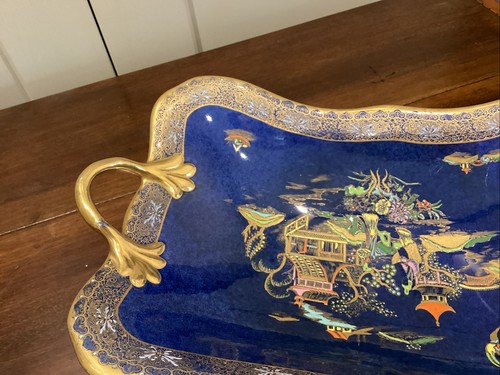 12” Carlton Ware Pagoda Footed Bowl. Blue With Lots Of Gilt - Bild 9 von 19