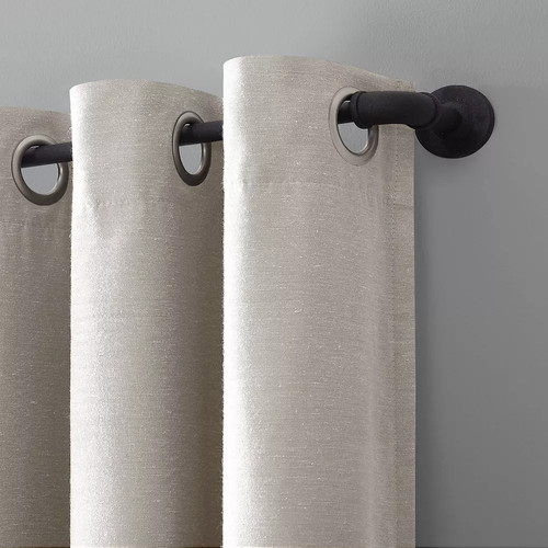 63"x52" Linen Blend Blackout Grommet Top Curtain Panel Beige - Archaeo - Picture 2 of 5