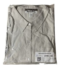 Amazon Essentials Dress Shirt Mens Big & Tall 5X Gray Striped Long Sleeve NEW
