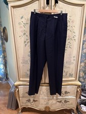 Escada Navy Red Pinstripe Slacks 12 46 EUC