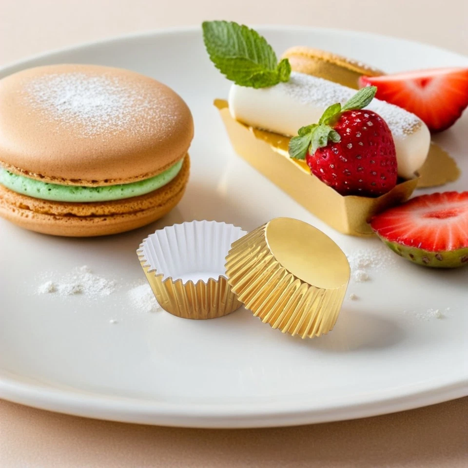  100 pz Alluminio Tazze di alluminio ispessito Cupcake Fodere Mini muffin per - Immagine 3 di 4