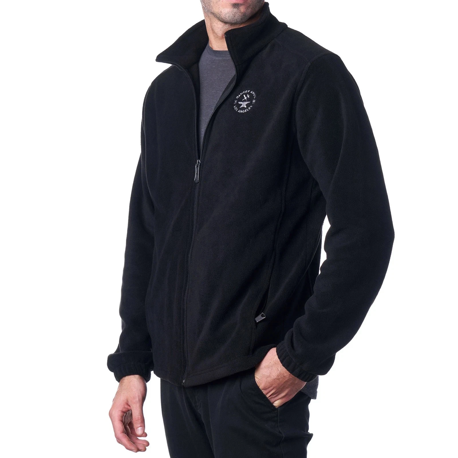 Hammer Anvil Mens Full Zip Up Polar Fleece Jacket Lightweight Warm Zipper Coat