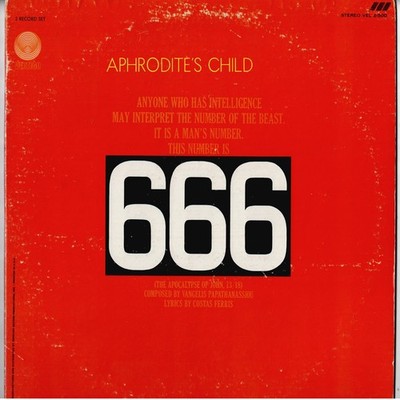 APHRODITES CHILD 666 u.s. vertigo LP vel 2-500_orig 1972 PROG john vangelis