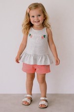Juicy Couture 2 Piece Tank Top  Short Set 24 Months Peach Gray NWT Retail 50.00