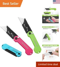Durable Pocket Utility Knife Set - 3-Pack with Secure Belt Clip and Safety Lock