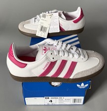Adidas Samba OG J Sneakers New w/ Box Unisex Junior Size 4 White/Magenta