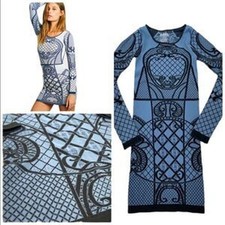 Intimately Free People Bodycon Mini Long Sleeve Geometric Dress
