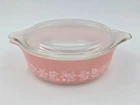 VTG 1950s PYREX 1 pt #471 Casserole Dish with Lid (Set) Pink Gooseberry Bowl