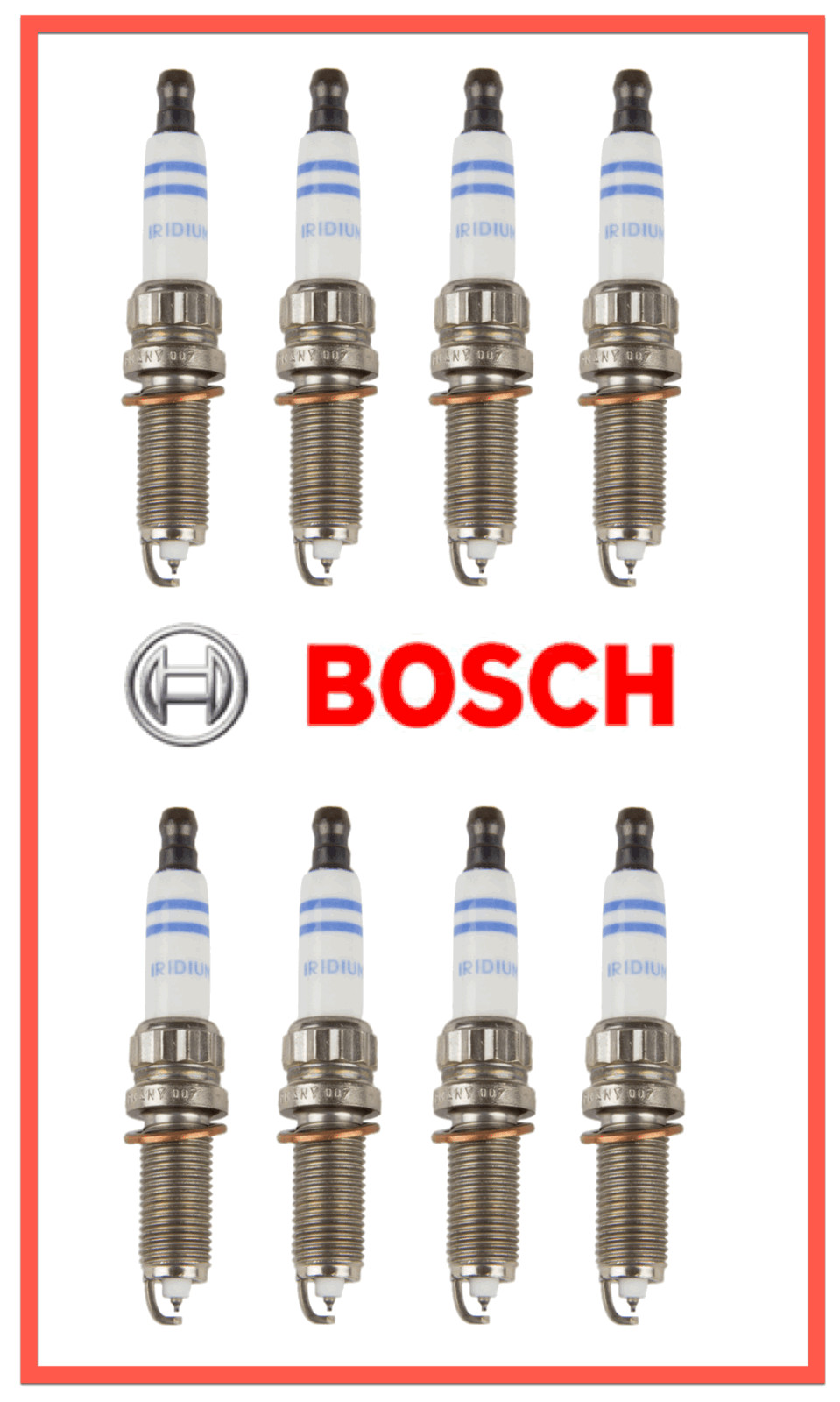 8 Spark Plugs OEM Fine Wire Double Iridium Bosch ZR6SII3320 for Benz 0041598103