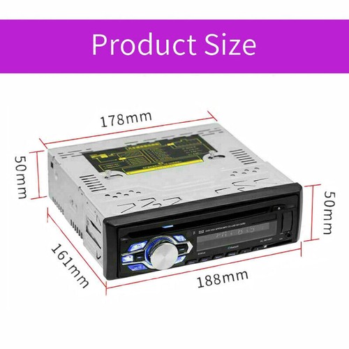 Single 1 Din Car Radio Stereo DVD CD Player In-Dash MP3 Bluetooth USB/AUX/TF FM - Picture 11 of 13