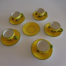 5 tasses + 6 soucoupes céramique faïence Provence art déco