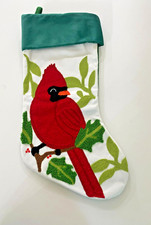 NEW 20" CARDINAL EMBROIDERED CHRISTMAS STOCKING FREE SHIP
