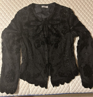Zola Evening Beaded Sequined Jacket Small