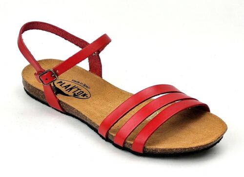Chaussures Plakton Mam Alou 575080 rouge rouge rouge femmes cuir véritable sandales à courroies - Photo 1/12