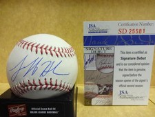 JEFF HENDRIX NEW YORK YANKEES SIGNATURE DEBUT M.L. SIGNED BASEBALL JSA SD25581
