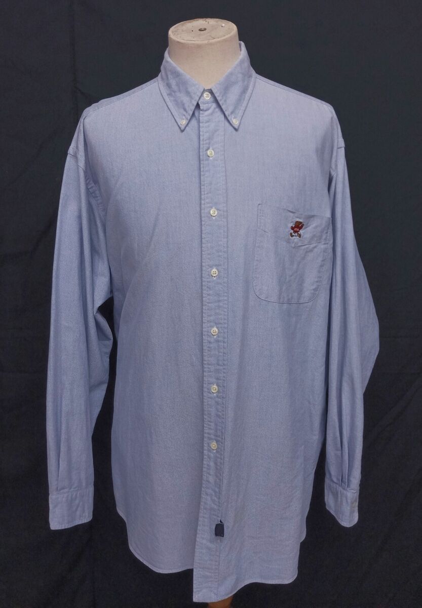 Vtg 90s Ralph Lauren Bear Light Blue Oxford Cotton Men's Vtg 90s Ralph Lauren Bear Light Blue Oxford Cotton Men's