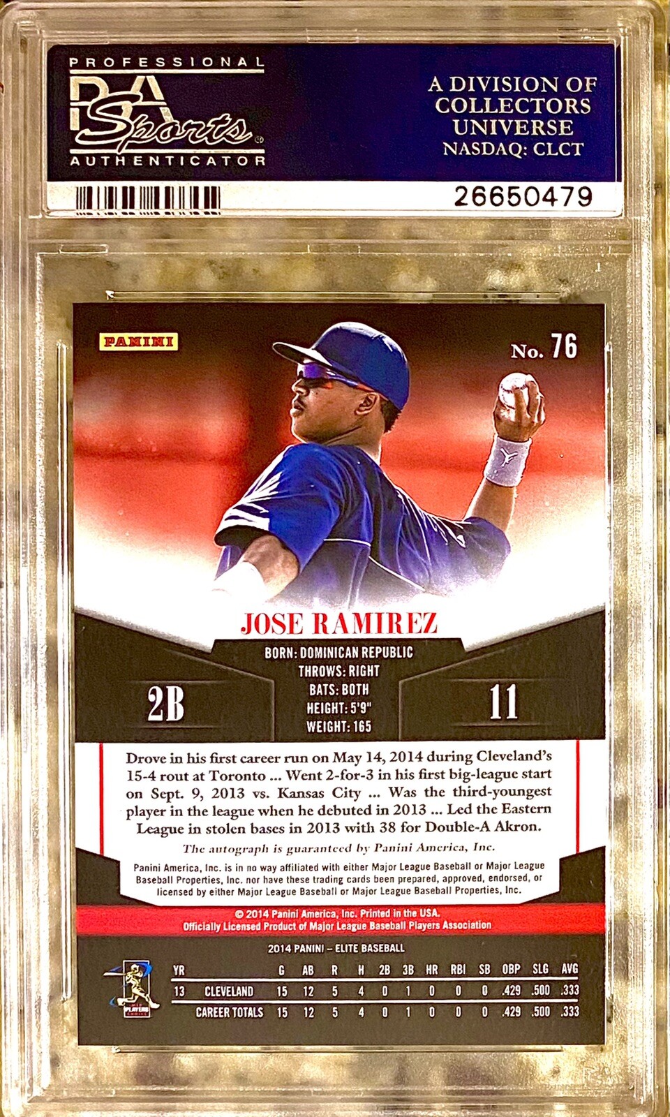 Jose Ramirez Rookie Card 2014 Panini Donruss - Elite Signatures Jose Ramirez #76 Turn of the ...