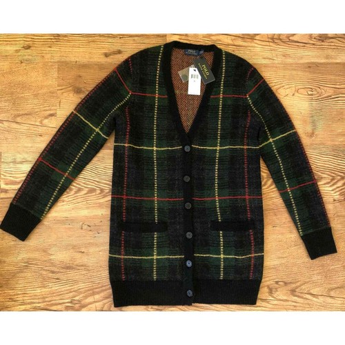 Women's Polo Ralph Lauren Tartan Wool Blend Cardigan, Size Small - Blue