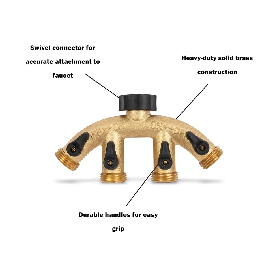 Válvula de cierre 4 vías, 5/8" roscada, latón - Gilmour 44GF Foto 3 de 4