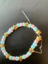 Beaded Bracelet Women. Stars , Blue  Pink For Cool Girls Or Women