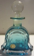 Collezione Glass Italy Crystal Aqua  blue  Faceted Perfume Bottle & Stopper